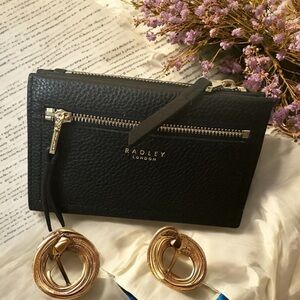 Radley London Sunny Dene Bifold Black‎ Leather Wallet with Gold Accents